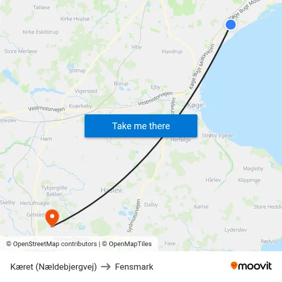 Kæret (Nældebjergvej) to Fensmark map