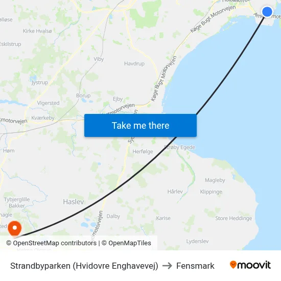 Strandbyparken (Hvidovre Enghavevej) to Fensmark map