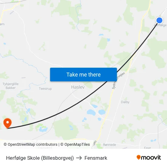 Herfølge Skole (Billesborgvej) to Fensmark map