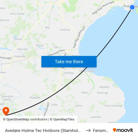 Avedøre Holme Tec Hvidovre (Stamholmen) to Fensmark map