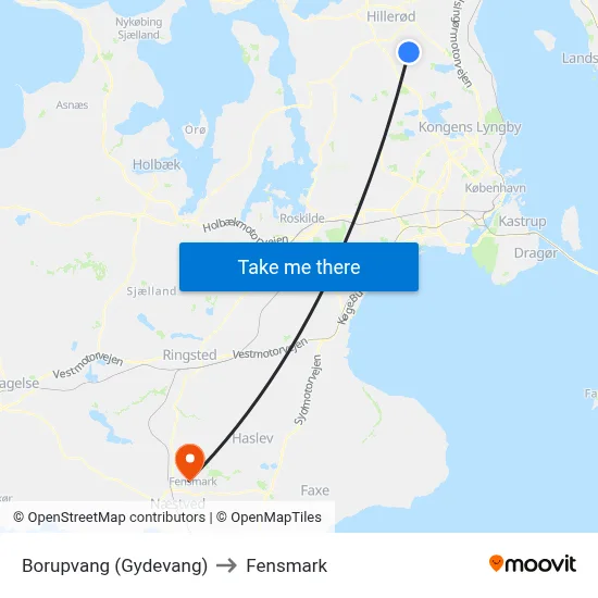 Borupvang (Gydevang) to Fensmark map