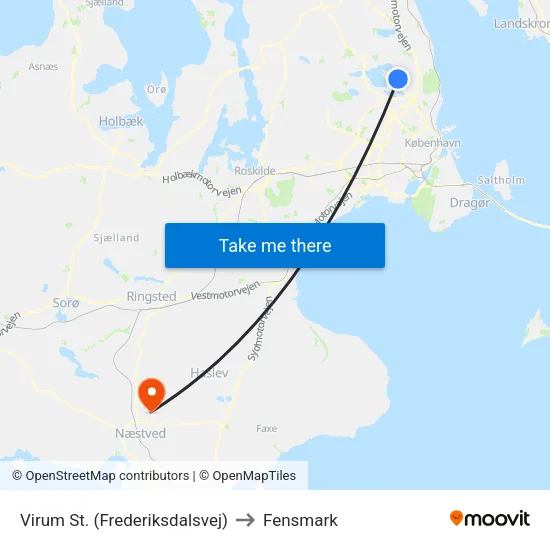 Virum St. (Frederiksdalsvej) to Fensmark map