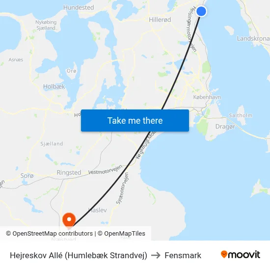 Hejreskov Allé (Humlebæk Strandvej) to Fensmark map