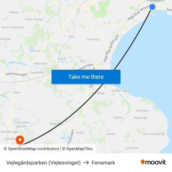 Vejlegårdsparken (Vejlesvinget) to Fensmark map