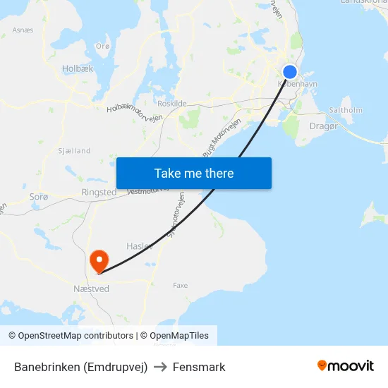 Banebrinken (Emdrupvej) to Fensmark map