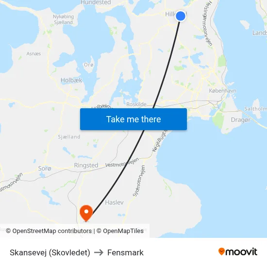Skansevej (Skovledet) to Fensmark map