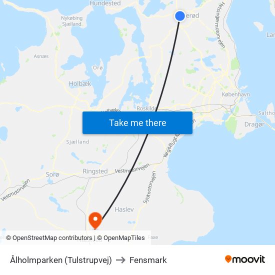 Ålholmparken (Tulstrupvej) to Fensmark map