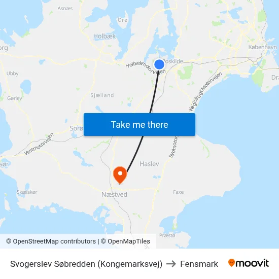 Svogerslev Søbredden (Kongemarksvej) to Fensmark map
