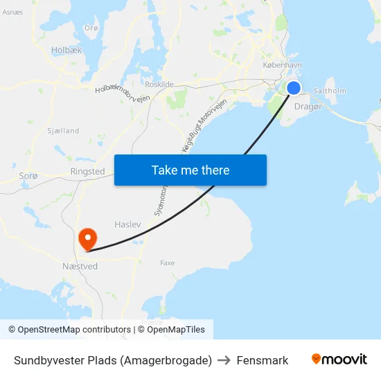 Sundbyvester Plads (Amagerbrogade) to Fensmark map