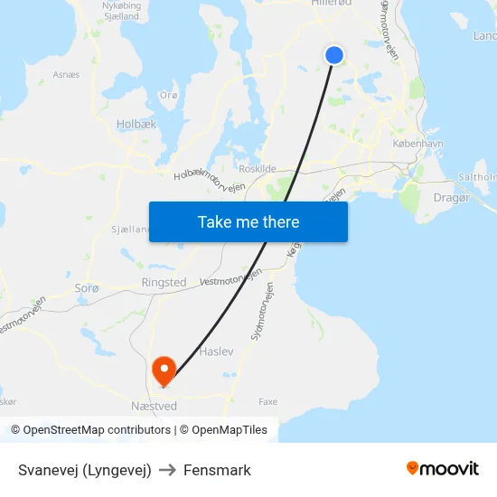 Svanevej (Lyngevej) to Fensmark map
