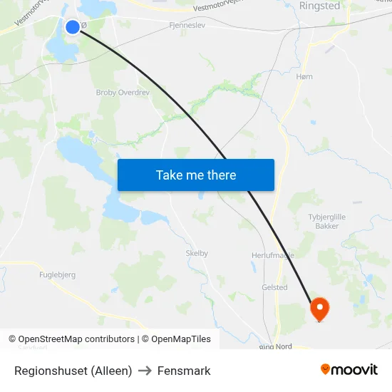 Regionshuset (Alleen) to Fensmark map