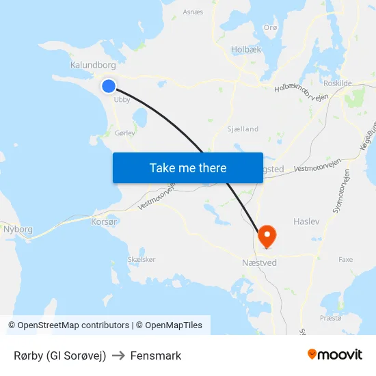 Rørby (Gl Sorøvej) to Fensmark map