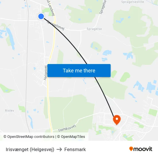 Irisvænget (Helgesvej) to Fensmark map