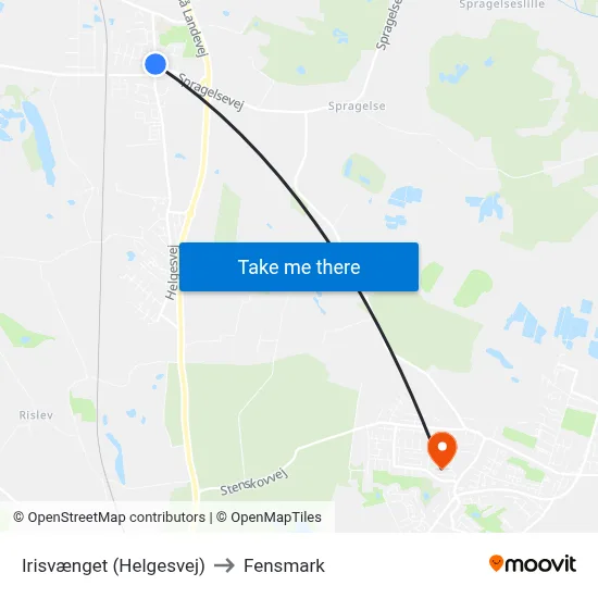Irisvænget (Helgesvej) to Fensmark map