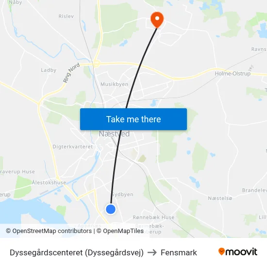 Dyssegårdscenteret (Dyssegårdsvej) to Fensmark map