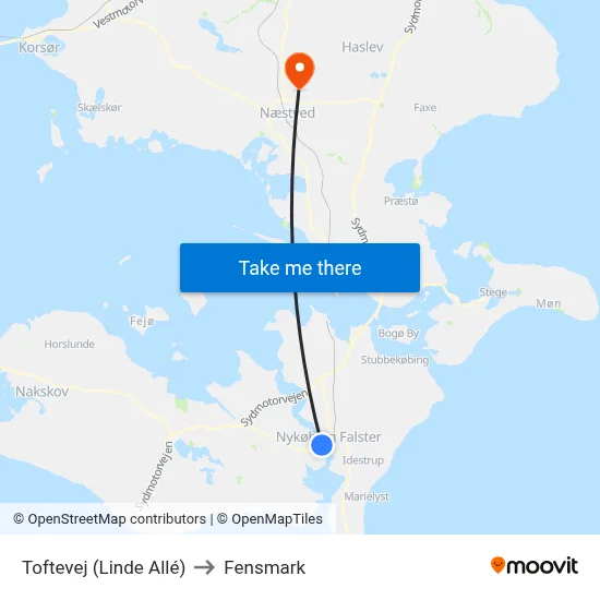 Toftevej (Linde Allé) to Fensmark map