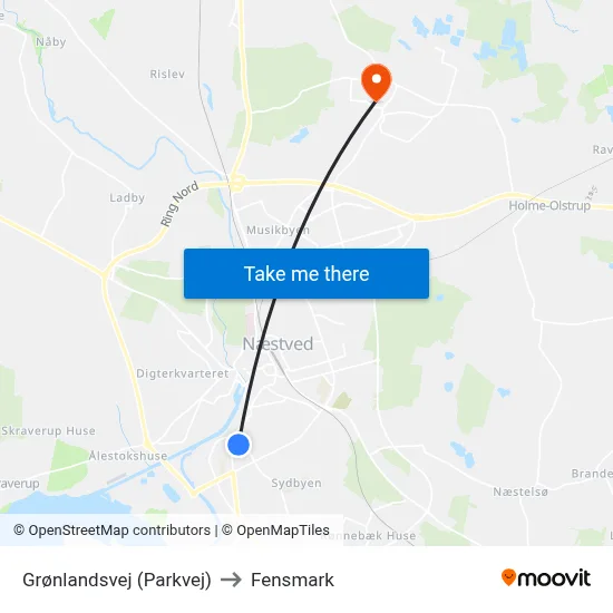 Grønlandsvej (Parkvej) to Fensmark map