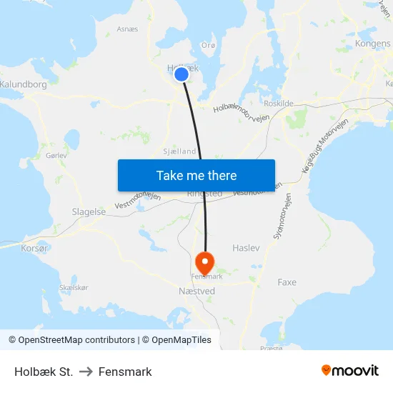 Holbæk St. to Fensmark map