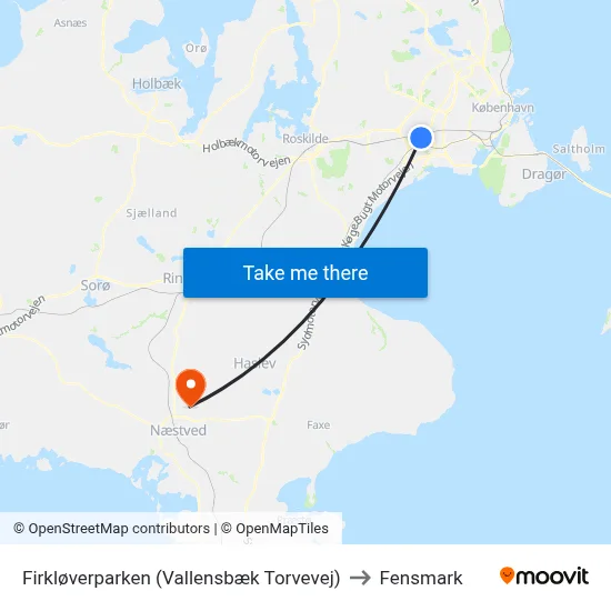 Firkløverparken (Vallensbæk Torvevej) to Fensmark map