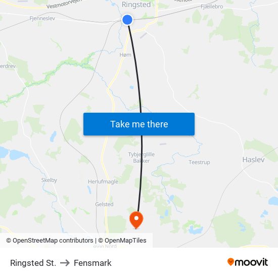 Ringsted St. to Fensmark map