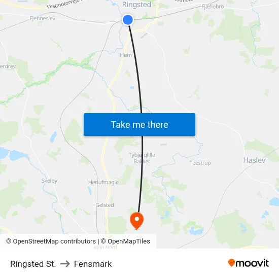 Ringsted St. to Fensmark map