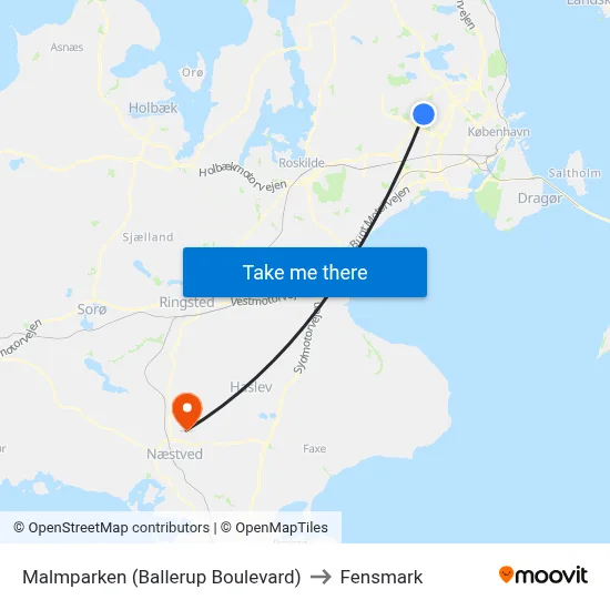 Malmparken (Ballerup Boulevard) to Fensmark map