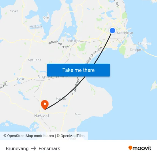 Brunevang to Fensmark map