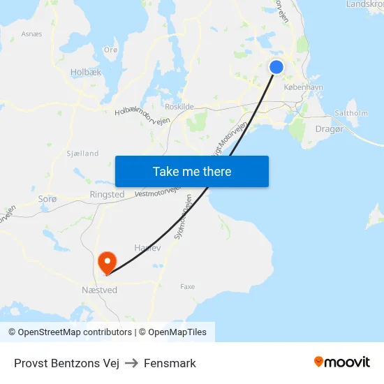 Provst Bentzons Vej to Fensmark map