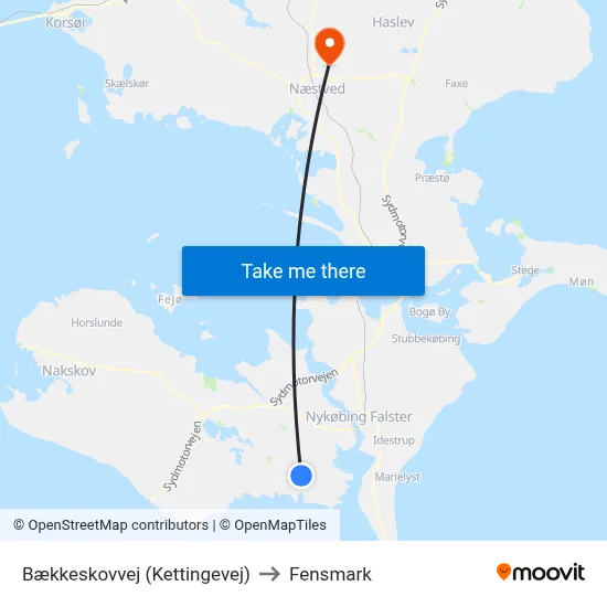 Bækkeskovvej (Kettingevej) to Fensmark map