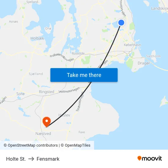 Holte St. to Fensmark map