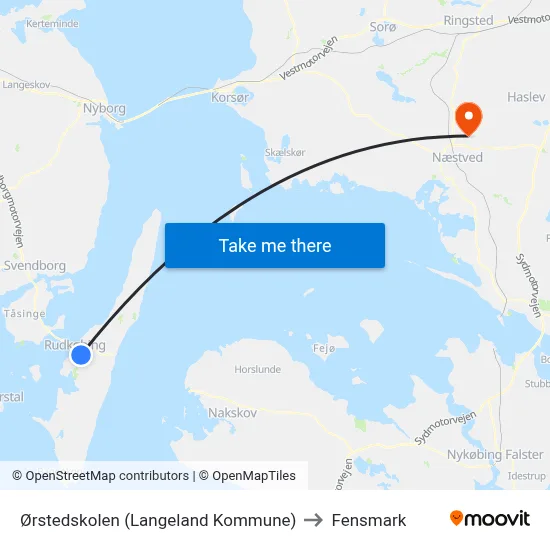 Ørstedskolen (Langeland Kommune) to Fensmark map