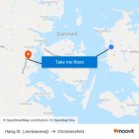 Høng St. (Jernbanevej) to Christiansfeld map