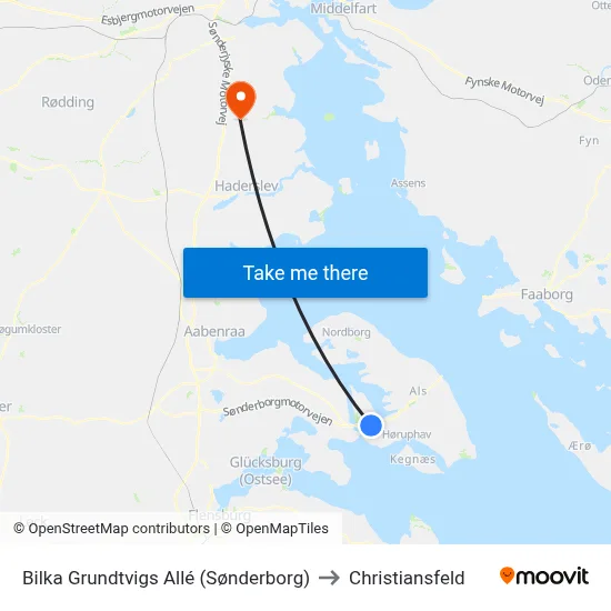 Bilka Grundtvigs Allé (Sønderborg) to Christiansfeld map
