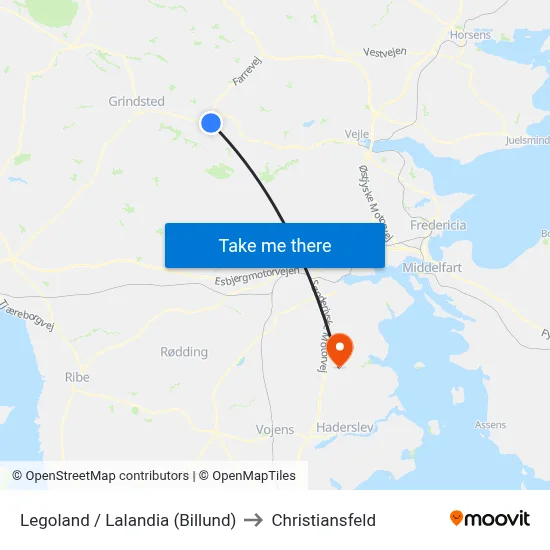 Legoland / Lalandia (Billund) to Christiansfeld map