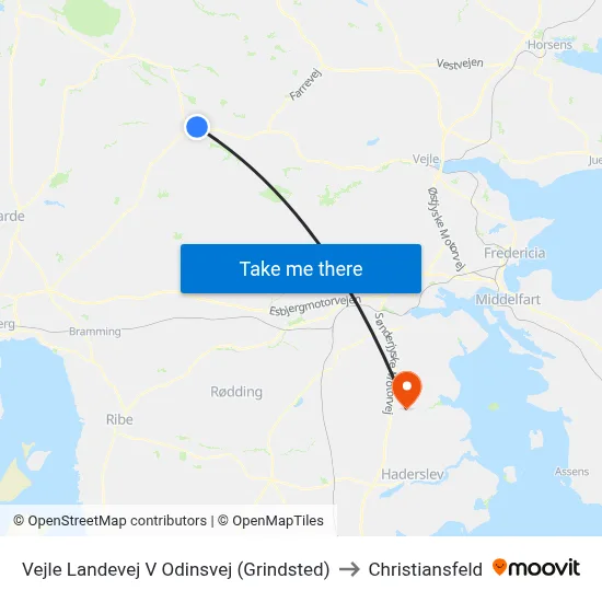 Vejle Landevej V Odinsvej (Grindsted) to Christiansfeld map