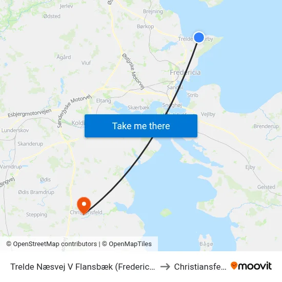 Trelde Næsvej V Flansbæk (Fredericia) to Christiansfeld map
