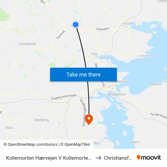 Kollemorten Hærvejen V Kollemortenvej to Christiansfeld map