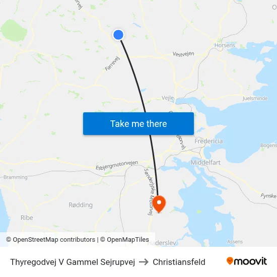 Thyregodvej V Gammel Sejrupvej to Christiansfeld map
