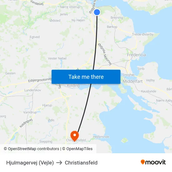 Hjulmagervej (Vejle) to Christiansfeld map