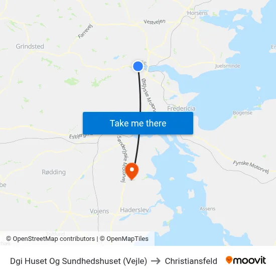 Dgi Huset Og Sundhedshuset (Vejle) to Christiansfeld map