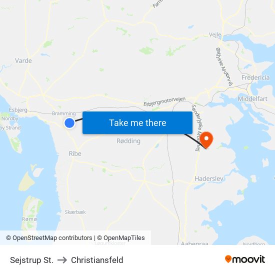 Sejstrup St. to Christiansfeld map