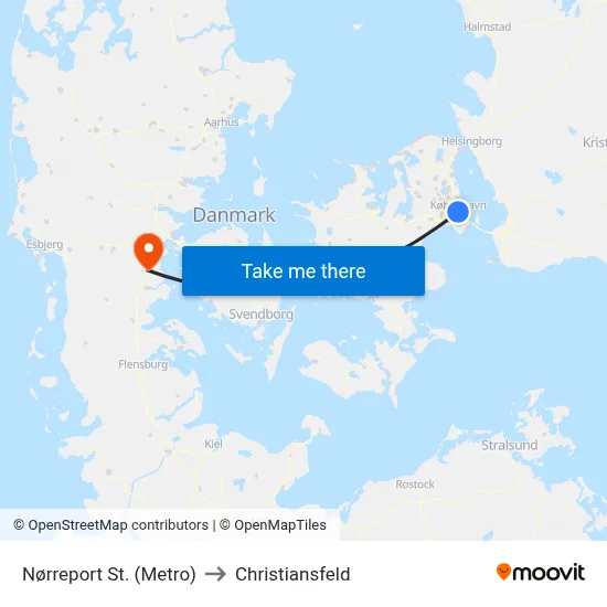 Nørreport St. (Metro) to Christiansfeld map