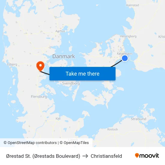 Ørestad St. (Ørestads Boulevard) to Christiansfeld map