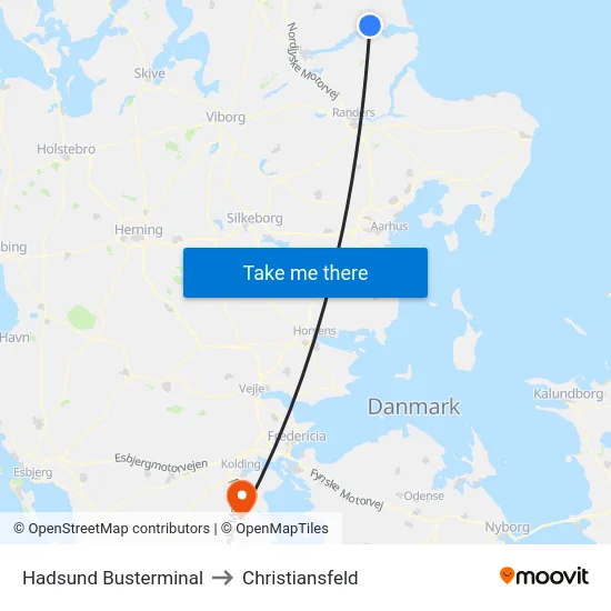 Hadsund Busterminal to Christiansfeld map