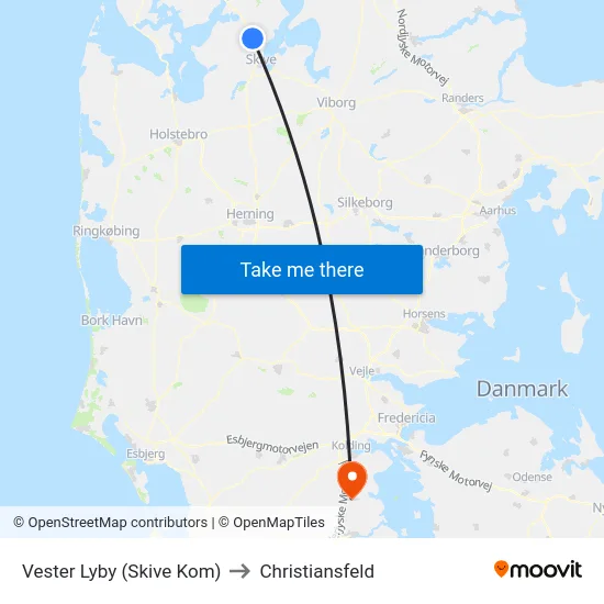 Vester Lyby (Skive Kom) to Christiansfeld map