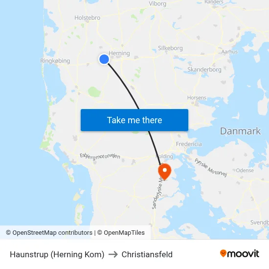 Haunstrup (Herning Kom) to Christiansfeld map