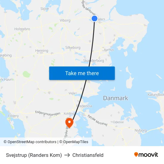 Svejstrup (Randers Kom) to Christiansfeld map