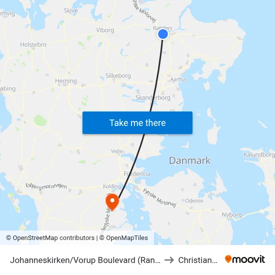 Johanneskirken/Vorup Boulevard (Randers Kom) to Christiansfeld map
