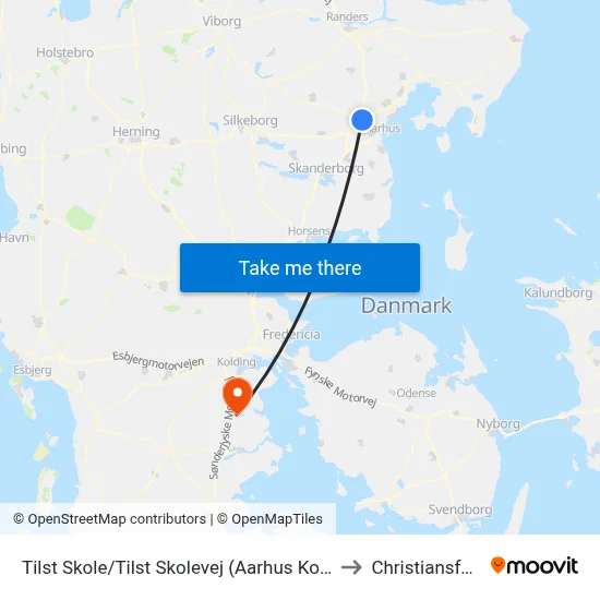 Tilst Skole/Tilst Skolevej (Aarhus Kom) to Christiansfeld map