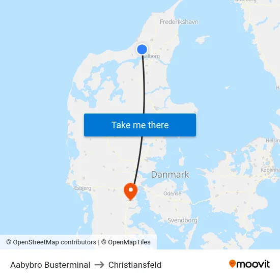 Aabybro Busterminal to Christiansfeld map